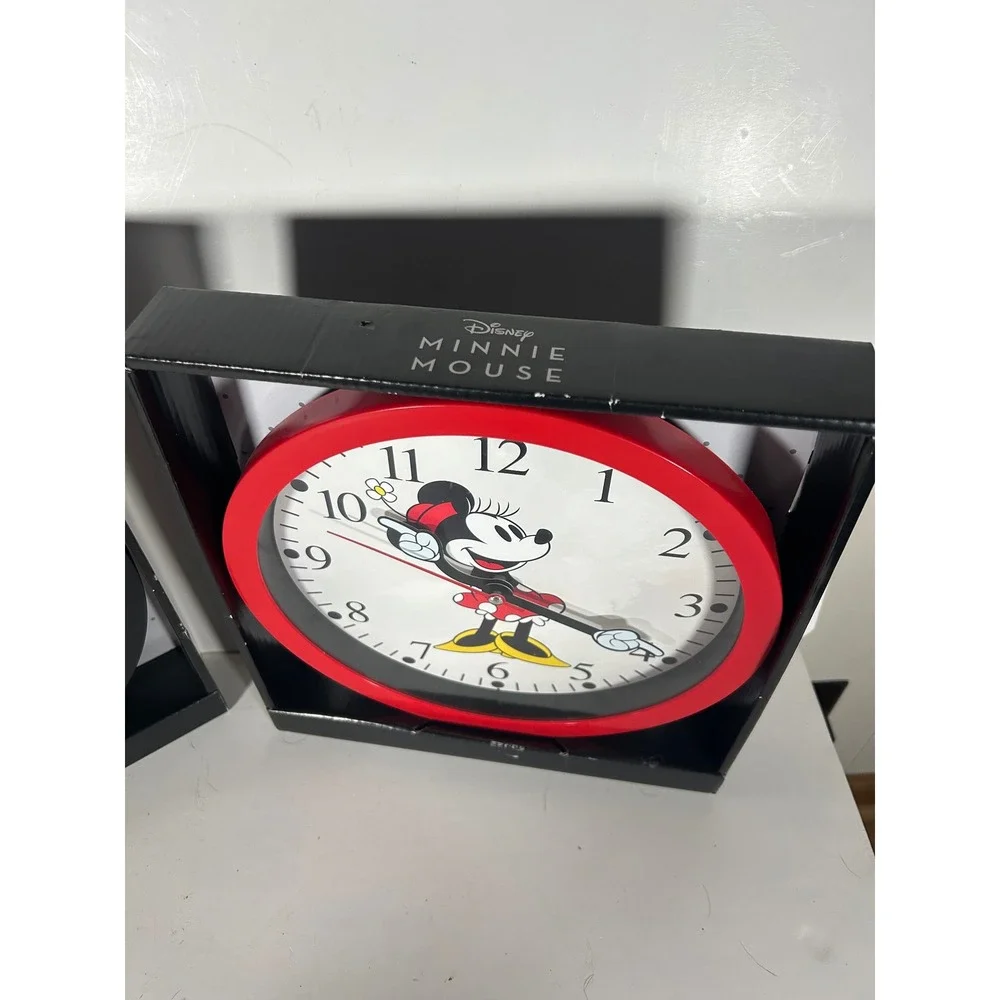 Disney Mickey and Minnie Mouse Wall Clock Set Vintage Style 10 Inch Analog NIB
